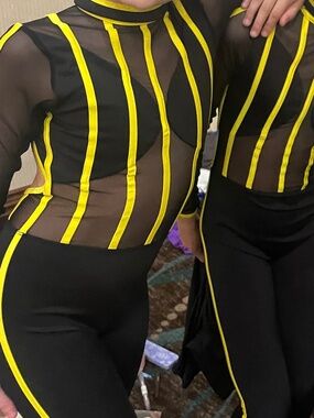 Custom Black and Yellow Kids Dance Costume - Performance Leotard
